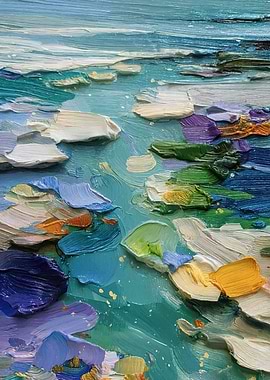 Impressionistic Water Lily Pond Painting
