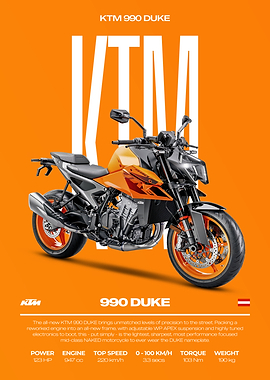 KTM 990 DUKE Motorcycle Poster