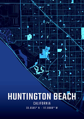 Huntington Beach California Midnight City Map