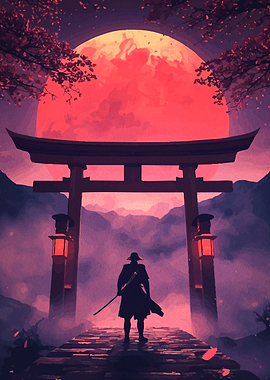 Samurai Under a Red Moon