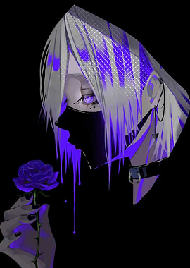 Anime character with purple rose