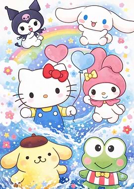 Sanrio Characters in a Dreamy Sky