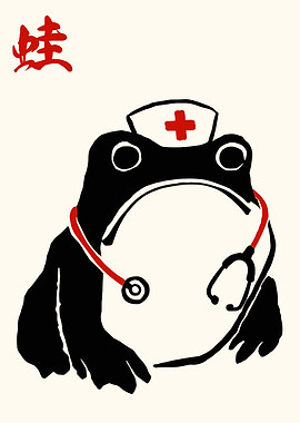 Nurse Frog Poster, Minimalist Medical Wall Art, Cute Healthcare Illustration Print