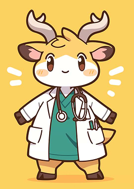 Cute Deer Doctor with Stethoscope