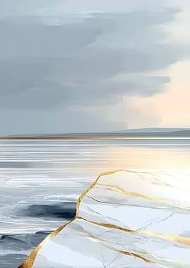 Abstract Landscape with Gold Veins