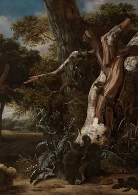 Ancient Forest Scene with Gnarled Trees
