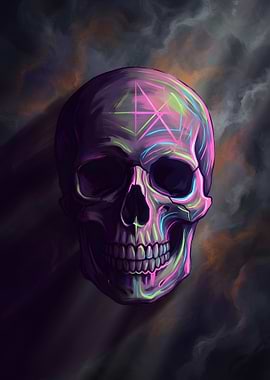 Neon Geometric Skull