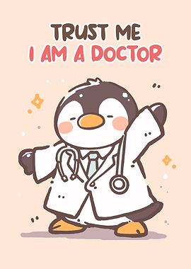 Cute Penguin Doctor with Stethoscope
