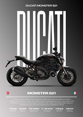 Ducati Monster 821 Motorcycle Poster