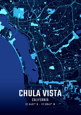 Chula Vista California Midnight City Map