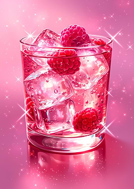 Sparkling Raspberry Drink with Ice