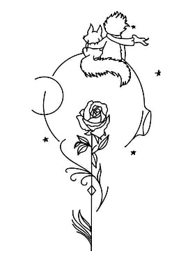 The Little Prince and Rose on Moon