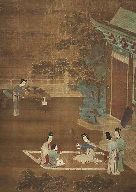Painting of women playing musical instruments