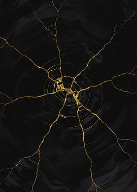 Black and Gold Kintsugi Pattern