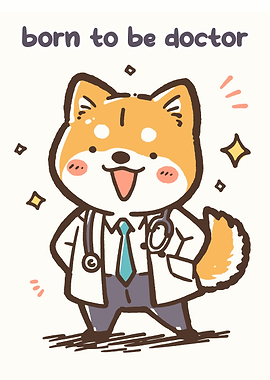 Shiba Inu Doctor Cartoon