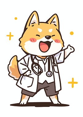 Cute Shiba Inu Doctor Cartoon