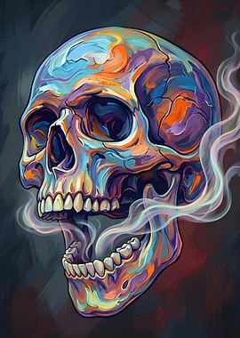 Colorful Skull with Smoke