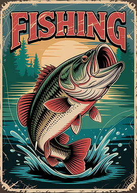 Vintage Fishing Poster