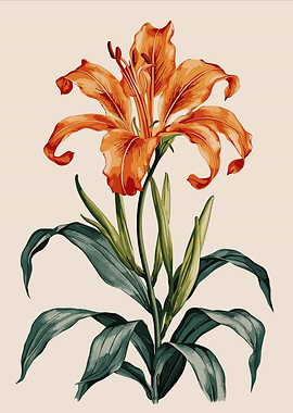 Orange Lily Flower Illustration
