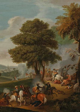 Battle Scene with Cavalry and Infantry
