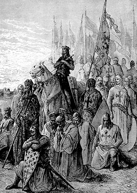 Saint Louis Before Damietta Gustave Dore Crusades Engraving