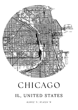 Chicago City Maps Minimalist