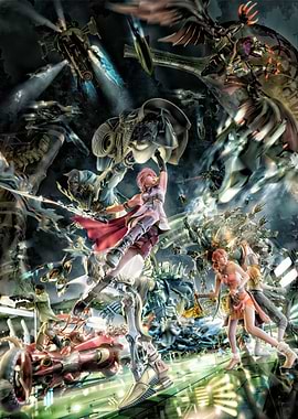 Final Fantasy XIII Lightning and allies in battle