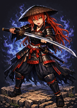 Anime Samurai Warrior with Katana