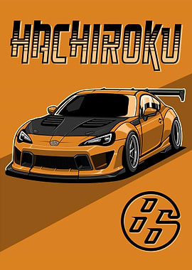 Orange Hachiroku Car Poster