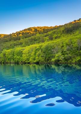 Mountain Lake with Blue Sky