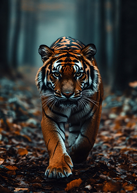 Tiger walking in a forest