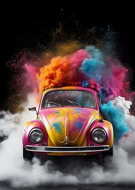 Colorful VW Beetle Explosion