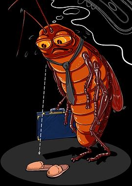 Sad Businessman Cockroach with Briefcase