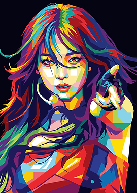 Colorful Pop Art Portrait of a Woman