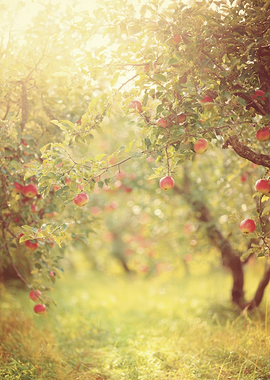 Apple Orchard in Golden Sunlight