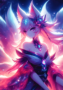 Anime Fox Spirit with Cosmic Outfit