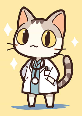 Cute Cat Doctor with Stethoscope