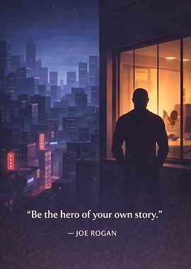 Joe Rogan Quote on Cityscape Background