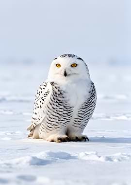 Snowy Owl in Winter Landscape