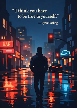 Man walking in a rainy city at night