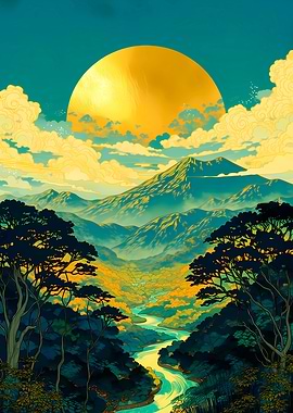 Golden Sun Over Mountain Valley