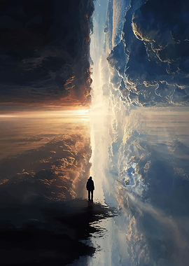 Person standing at the edge of reality