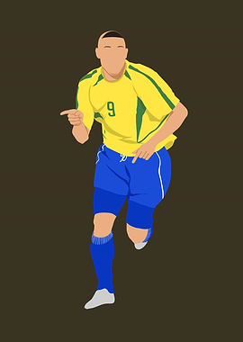Ronaldo Nazário Celebration – Iconic No 9 Football Illustration
