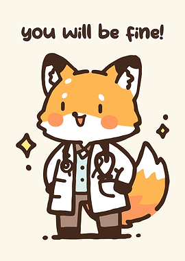 Cute Fox Doctor with Inspirational Message
