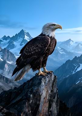 Majestic Bald Eagle on Mountain Peak