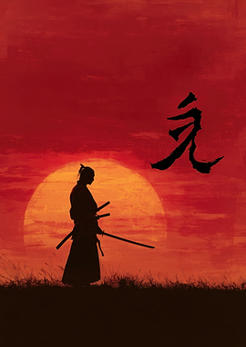 Samurai Silhouette at Sunset
