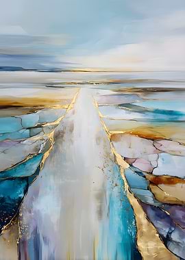 Abstract Landscape with Gold Accents