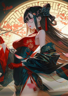 Anime Woman in Traditional Chinese Dress