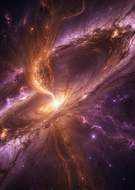 Ethereal Cosmic Vortex — Fiery Nebula Digital Art Print