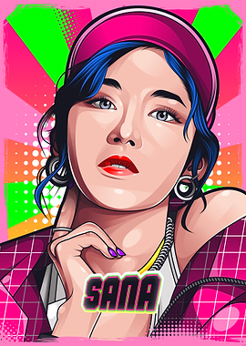 Sana K-Pop Pop Art Portrait Poster